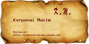 Korponai Maxim névjegykártya